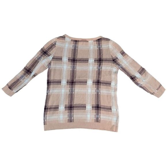 ANN TAYLOR Marled Knit White & Maroon Sweater Size M - Picture 2 of 8